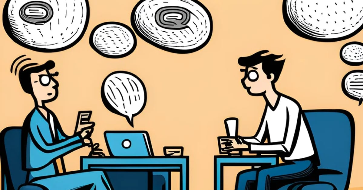 comic image of two people, and an AI agent speaking